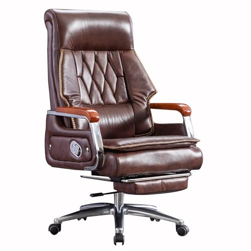 NMVAWIPT Big & Tall Executive-Bürostuhl Mit Fußstütze, Verstellbarer Rückenlehne, Hebefunktion Und Federkissen(Dark Curry) von NMVAWIPT