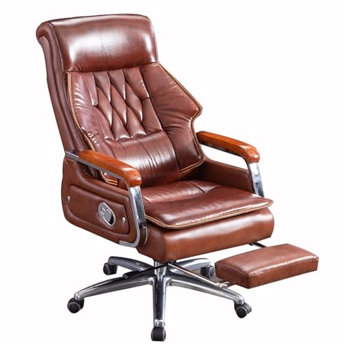 NMVAWIPT Big & Tall Executive-Bürostuhl Mit Fußstütze, Verstellbarer Rückenlehne, Hebefunktion Und Federkissen(Tan) von NMVAWIPT