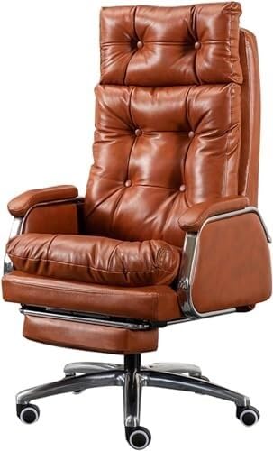 NMVAWIPT Big & Tall Executive Ergonomischer Bürostuhl Mit 155° Neigung Und Einziehbarer Fußstütze – Arbeitsstuhl Aus PU-Leder(Amber) von NMVAWIPT