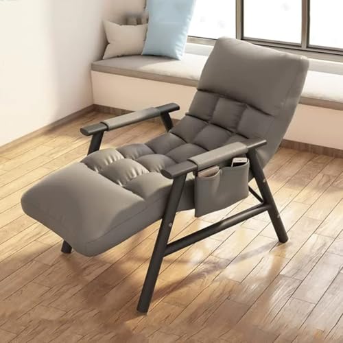 NMVAWIPT Büro-Relaxsessel for Kleine Räume, Ergonomischer Lazy Chair Mit Modernem Akzent, Verstellbarer Rückenlehne Und Seitentasche(Dark Grey) von NMVAWIPT