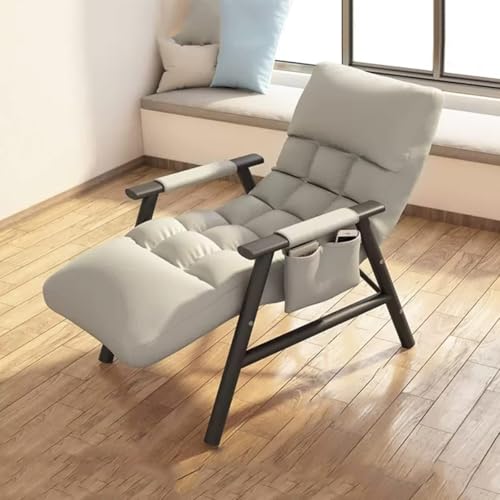 NMVAWIPT Büro-Relaxsessel for Kleine Räume, Ergonomischer Lazy Chair Mit Modernem Akzent, Verstellbarer Rückenlehne Und Seitentasche(Light Grey) von NMVAWIPT