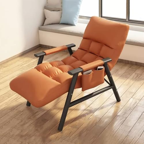 NMVAWIPT Büro-Relaxsessel for Kleine Räume, Ergonomischer Lazy Chair Mit Modernem Akzent, Verstellbarer Rückenlehne Und Seitentasche(Orange) von NMVAWIPT
