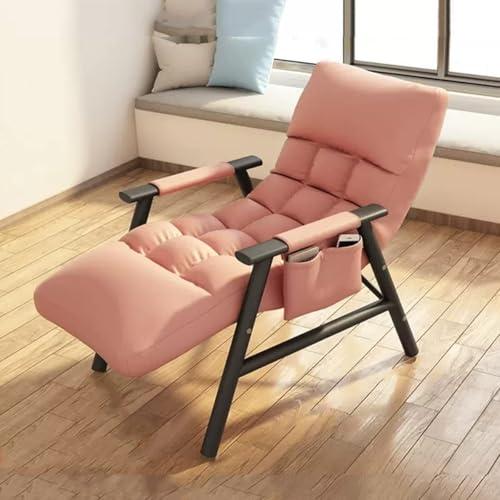 NMVAWIPT Büro-Relaxsessel for Kleine Räume, Ergonomischer Lazy Chair Mit Modernem Akzent, Verstellbarer Rückenlehne Und Seitentasche(Pink) von NMVAWIPT