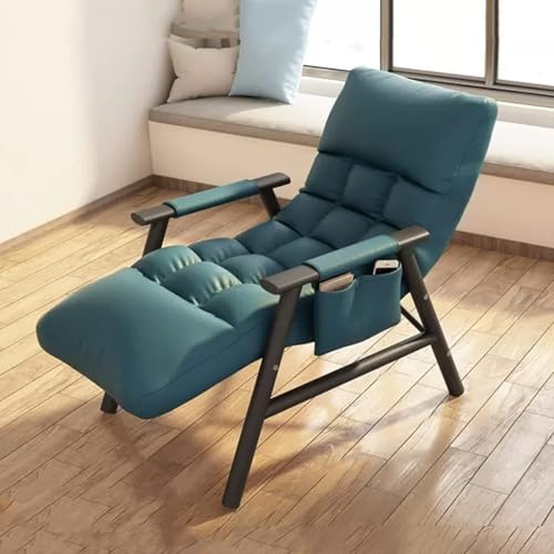 NMVAWIPT Büro-Relaxsessel for Kleine Räume, Ergonomischer Lazy Chair Mit Modernem Akzent, Verstellbarer Rückenlehne Und Seitentasche(Ruby Blue) von NMVAWIPT
