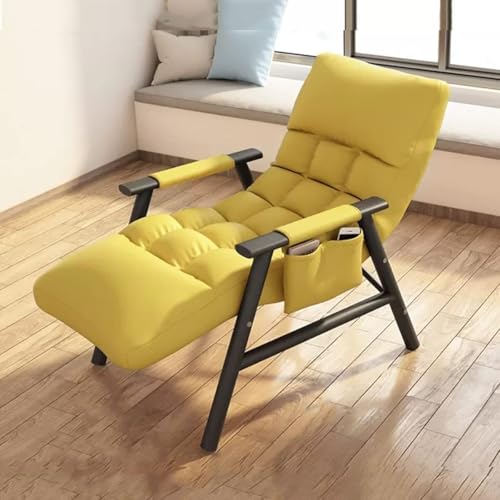 NMVAWIPT Büro-Relaxsessel for Kleine Räume, Ergonomischer Lazy Chair Mit Modernem Akzent, Verstellbarer Rückenlehne Und Seitentasche(Yellow) von NMVAWIPT