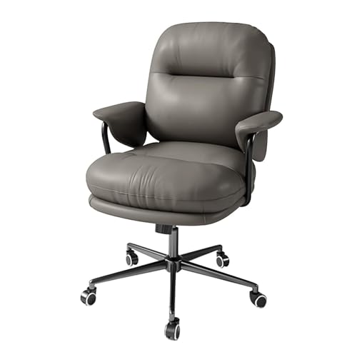 NMVAWIPT Büro-Schreibtisch-Drehstuhl Mit Rädern, Mittelhohe Rückenlehne Aus Leder Mit Armlehne Und Einziehbarer Fußstütze, Verstellbare Computerstühle(Dark Grey) von NMVAWIPT