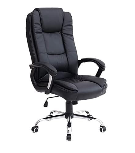 NMVAWIPT Bürostuhl Aus Leder Mit Verstellbarer Rückenlehne, Verstellbarer Höhe Und Armlehnen, Computer-Schreibtischstühle Mit Hoher Rückenlehne for Heimspiele(Black) von NMVAWIPT