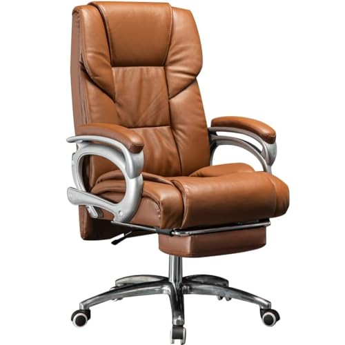 NMVAWIPT Bürostuhl Business-Rückenlehne Mit Verstellbaren Managerstühlen, Großer Und Hoher Chefschreibtisch-Arbeitsstuhl Mit Armlehnen(Brown Yellow) von NMVAWIPT