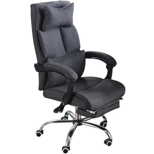 NMVAWIPT Bürostuhl Mit Verstellbarer Rückenlehne Und Fußstütze – 155°-Chef-Bürostuhl for Zuhause, Atmungsaktives Baumwollleinen, 500 Kg Tragkraft(A22) von NMVAWIPT