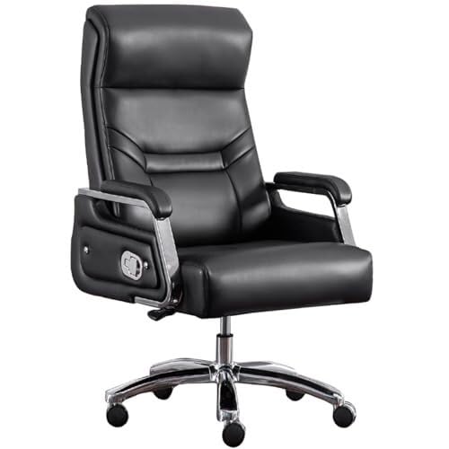 NMVAWIPT Chefsessel Aus Echtem Leder, Verstellbarer Ergonomischer Schreibtisch, 35° Neigung(Black) von NMVAWIPT