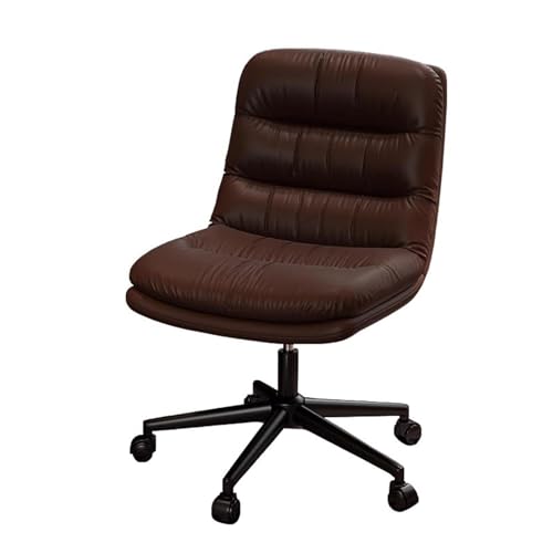 NMVAWIPT Chefsessel Aus Leder for Zuhause Und Das Büro, Ergonomischer 360°-Drehstuhl Mit Einstellbarer Neigung Und Höhe, Rollbar(Coffee) von NMVAWIPT