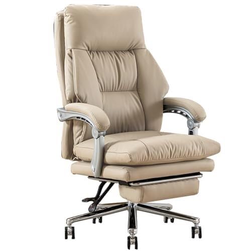 NMVAWIPT Chefsessel Mit Einziehbarer Fußstütze, Verstellbarer Neigung Und Höhe, 360°-Drehung for Zuhause Oder Die Arbeit(Khaki) von NMVAWIPT
