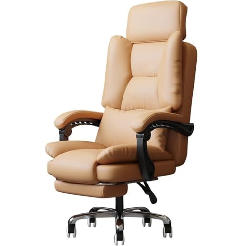 NMVAWIPT Chefsessel Mit Fußstütze, 155° Verstellbarer Ergonomischer Schreibtisch – Hellbraun, Schwarz(#7) von NMVAWIPT
