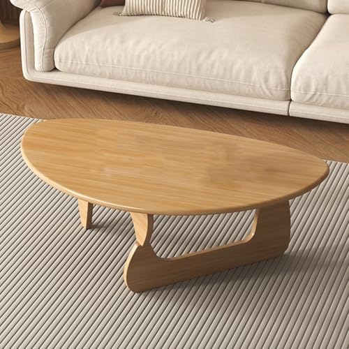 NMVAWIPT Couchtisch Aus Massivholz, Ovales Wohnzimmer Im Mid-Century-Modern-Stil, Minimalistisches Abstraktes Zentrum for Zuhause Und Büro(Color 2) von NMVAWIPT