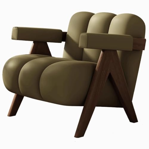 NMVAWIPT Cremefarbenes Einzelsofa Mit Weich Gepolsterter Armlehne for Cafés, Bars, Balkone Und Zuhause, Luxuriöser Anspruchsvoller Hotel-Loungesessel Holzrahmen(Creamy White) von NMVAWIPT