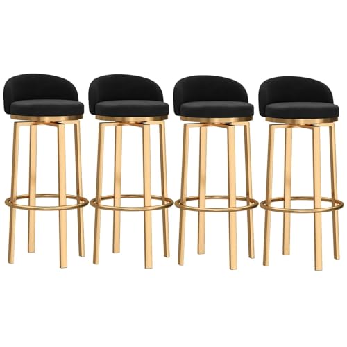 NMVAWIPT Drehbare Barhocker, 3er-Set, Moderner, Mit Samt Gepolsterter Stuhl Mit Rückenlehne Und Metallbeinen for Kücheninsel, Hausbar, Esszimmer(4 Pcs,75cm(29.5in)) von NMVAWIPT