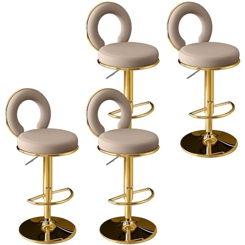 NMVAWIPT Drehbare Barhocker Aus PU-Leder Mit Rückenlehne, Höhenverstellbare Thekenhocker Mit Metallrahmen for Kücheninseln Und Hausbars(Set of 4) von NMVAWIPT