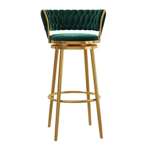 NMVAWIPT Drehbare Barhocker Aus Samt Mit Gewebter Rückenlehne, Stühle In Thekenhöhe Mit Metallrahmen for Kücheninsel, Hausbar Und Esszimmer(Green-1pcs,75cm) von NMVAWIPT