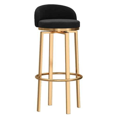 NMVAWIPT Drehbare Barhocker Aus Samt Mit Goldenen Metallbeinen, Moderne Stühle In Thekenhöhe for Kücheninseln, Bars Und Cafés(Black,1 Pcs-25.6in) von NMVAWIPT