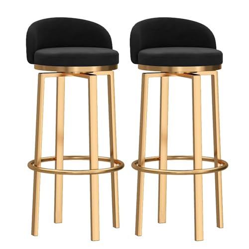 NMVAWIPT Drehbare Barhocker Aus Samt Mit Goldenen Metallbeinen, Moderne Stühle In Thekenhöhe for Kücheninseln, Bars Und Cafés(Black,2 Pcs-29.5in) von NMVAWIPT
