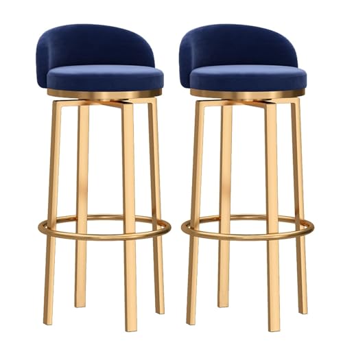 NMVAWIPT Drehbare Barhocker Aus Samt Mit Goldenen Metallbeinen, Moderne Stühle In Thekenhöhe for Kücheninseln, Bars Und Cafés(Blue,2 Pcs-29.5in) von NMVAWIPT