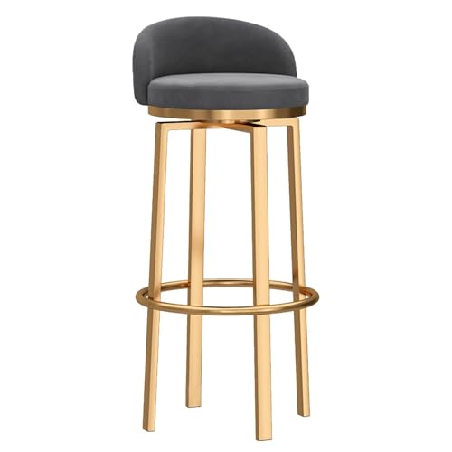 NMVAWIPT Drehbare Barhocker Aus Samt Mit Goldenen Metallbeinen, Moderne Stühle In Thekenhöhe for Kücheninseln, Bars Und Cafés(Gray,1 Pcs-29.5in) von NMVAWIPT