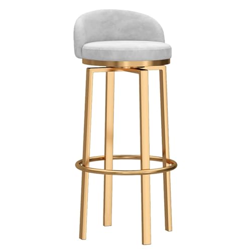 NMVAWIPT Drehbare Barhocker Aus Samt Mit Goldenen Metallbeinen, Moderne Stühle In Thekenhöhe for Kücheninseln, Bars Und Cafés(White,1 Pcs-25.6in) von NMVAWIPT