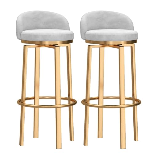 NMVAWIPT Drehbare Barhocker Aus Samt Mit Goldenen Metallbeinen, Moderne Stühle In Thekenhöhe for Kücheninseln, Bars Und Cafés(White,2 Pcs-29.5in) von NMVAWIPT
