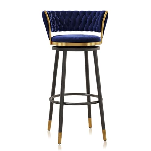 NMVAWIPT Drehbare Barhocker Aus Samt Mit Rückenlehne, Stühle Mit Metallrahmen Und Thekenhöhe for Kücheninsel, Hausbar Und Esszimmer(Blue,1 PCS-75cm(29.5'')) von NMVAWIPT