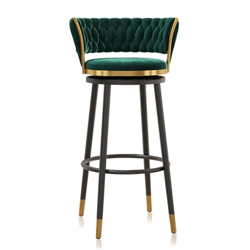 NMVAWIPT Drehbare Barhocker Aus Samt Mit Rückenlehne, Stühle Mit Metallrahmen Und Thekenhöhe for Kücheninsel, Hausbar Und Esszimmer(Green,1 PCS-65cm(25.6'')) von NMVAWIPT