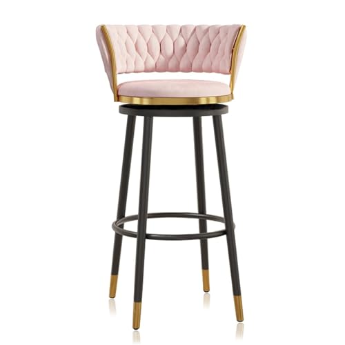 NMVAWIPT Drehbare Barhocker Aus Samt Mit Rückenlehne, Stühle Mit Metallrahmen Und Thekenhöhe for Kücheninsel, Hausbar Und Esszimmer(Pink,1 PCS-75cm(29.5'')) von NMVAWIPT