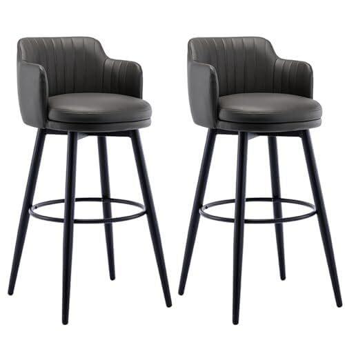 NMVAWIPT Drehbare Barhocker In Thekenhöhe, 2er-Set, Aus PU-Leder for Küchenrestaurants – Kunstlederstühle Mit Rückenlehne(Gray,82cm) von NMVAWIPT