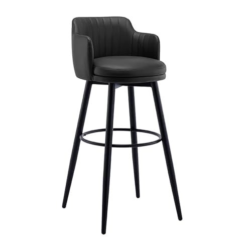 NMVAWIPT Drehbare Barhocker In Thekenhöhe, 2er-Set, Mit Gepolstertem Stuhl Aus PU-Ledersitz, Metallrahmen for Kücheninsel-Esszimmercafé(Black,75cm(29.5 Inch)) von NMVAWIPT