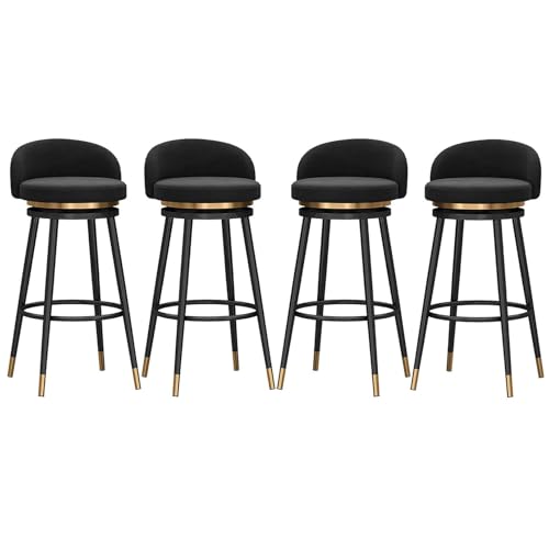 NMVAWIPT Drehbare Barhocker Mit Rückenlehne, Thekenhöhe for Kücheninsel, 360°-Drehung(4 Pcs Black Leg,65cm(25.6 in)) von NMVAWIPT
