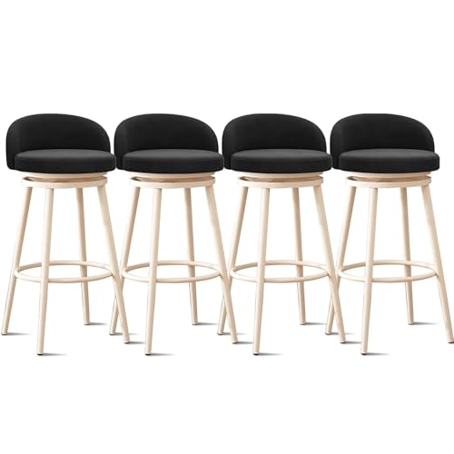 NMVAWIPT Drehbare Barhocker Mit Rückenlehne, Thekenhöhe for Kücheninsel, 360°-Drehung(4 Pcs White Leg,75cm(29.5 in)) von NMVAWIPT