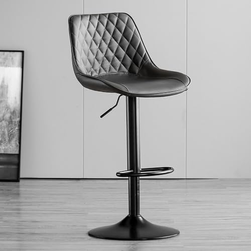 NMVAWIPT Drehbare Barhocker for Die Küche, Barhocker Mit Hoher Theke, Barhocker Aus Leder Mit Fußstütze, Moderner Thekenhocker for Pubs(60-80cm Gray 1) von NMVAWIPT
