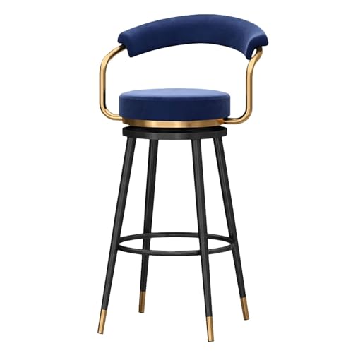 NMVAWIPT Drehbarer Barhocker Aus Samt In Thekenhöhe Mit Fußstütze Aus Metallbeinen for Kücheninsel, Esszimmer, Hausbar(Blue-1pc,65cm) von NMVAWIPT