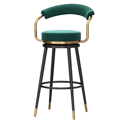 NMVAWIPT Drehbarer Barhocker Aus Samt In Thekenhöhe Mit Fußstütze Aus Metallbeinen for Kücheninsel, Esszimmer, Hausbar(Green-1pc,65cm) von NMVAWIPT