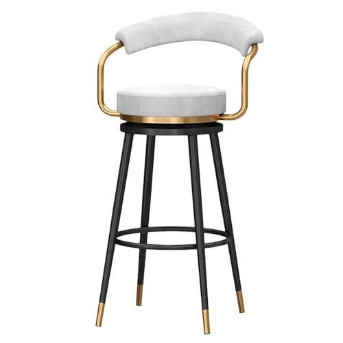 NMVAWIPT Drehbarer Barhocker Aus Samt In Thekenhöhe Mit Fußstütze Aus Metallbeinen for Kücheninsel, Esszimmer, Hausbar(White-1pc,65cm) von NMVAWIPT