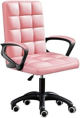 NMVAWIPT Drehbarer Bürostuhl Aus PU-Leder Mit Mittlerer Rückenlehne Und Armlehnen for Das Arbeitszimmer Im Wohnheim(Pink) von NMVAWIPT