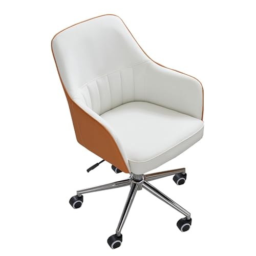 NMVAWIPT Drehbarer Bürostuhl Mit 360°-Rollen, Höhenverstellbarer Ergonomischer Arbeitsstuhl for Zuhause Und Die Arbeit(White+orange) von NMVAWIPT