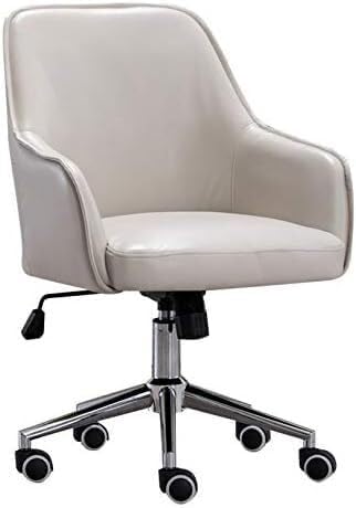 NMVAWIPT Drehbarer Bürostuhl Mit Mittelhoher Rückenlehne, Verstellbarer Höhe Und Leisen Rollen – Ergonomisches Büro Aus Kunstleder(Beige Grey) von NMVAWIPT