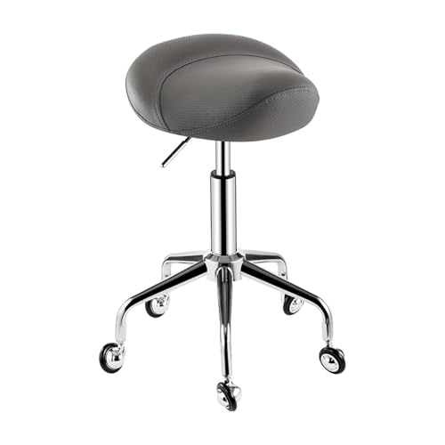 NMVAWIPT Ergonomischer, Verstellbarer Sattelhocker Mit 360°-Drehgelenk Und Rollen – Rollstuhl for Massage, Tätowierung, Zahnarzt Und Büro(Dark Gray) von NMVAWIPT