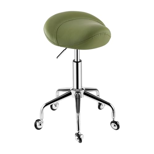 NMVAWIPT Ergonomischer, Verstellbarer Sattelhocker Mit 360°-Drehgelenk Und Rollen – Rollstuhl for Massage, Tätowierung, Zahnarzt Und Büro(Green) von NMVAWIPT