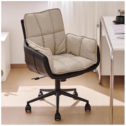 NMVAWIPT Ergonomischer Büro-Computerstuhl Aus Leder Mit Rückenlehne Und Armlehne, 360° Drehbar, Höhenverstellbar for Zuhause Und Büro(Gray1) von NMVAWIPT