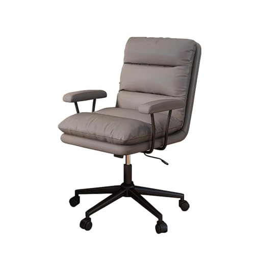 NMVAWIPT Ergonomischer Bürodrehstuhl Aus Leder Mit Einstellbarer Höhe, Neigungsfunktion Und Armlehne for Den Heimcomputertisch(Gray1) von NMVAWIPT