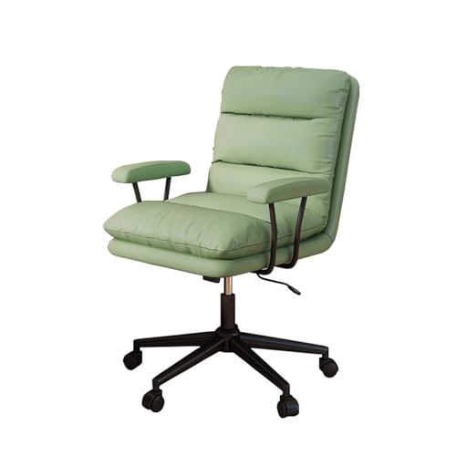 NMVAWIPT Ergonomischer Bürodrehstuhl Aus Leder Mit Einstellbarer Höhe, Neigungsfunktion Und Armlehne for Den Heimcomputertisch(Green) von NMVAWIPT