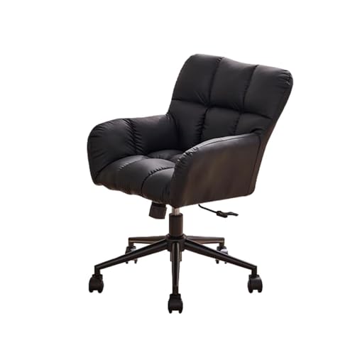 NMVAWIPT Ergonomischer Bürodrehstuhl Aus Leder Mit Verstellbarer Höhe Und Armlehne for Zuhause Und Die Arbeit(Black) von NMVAWIPT