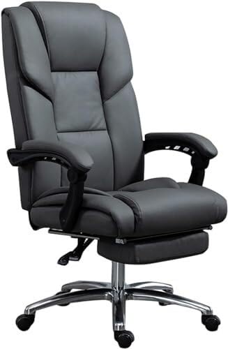 NMVAWIPT Ergonomischer Bürodrehstuhl Mit Einziehbarer Fußstütze, Verstellbarer Neigung Und Höhe – Arbeitsstuhl Aus PU-Leder for Zuhause Oder Die Arbeit(A) von NMVAWIPT