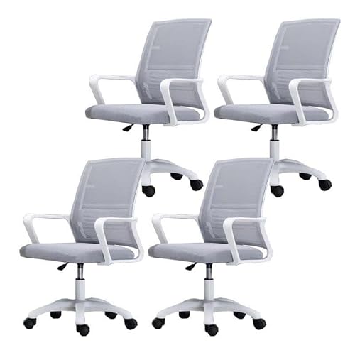 NMVAWIPT Ergonomischer Bürodrehstuhl Mit Lordosenstütze, Höhenverstellbar, Netzrückenlehne, Computer-Arbeitsstuhl(Gray-White,4 Pieces) von NMVAWIPT